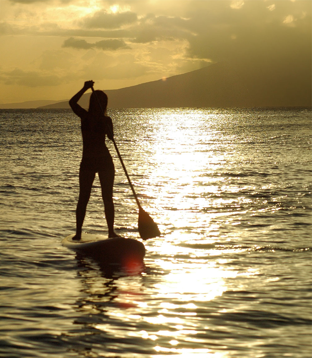 Paddleboarding on Napili Bay near sunset
